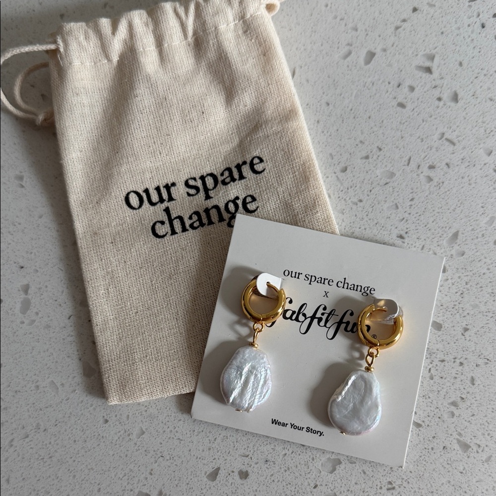 Our Spare Change Gold and White Pearl Earrings
